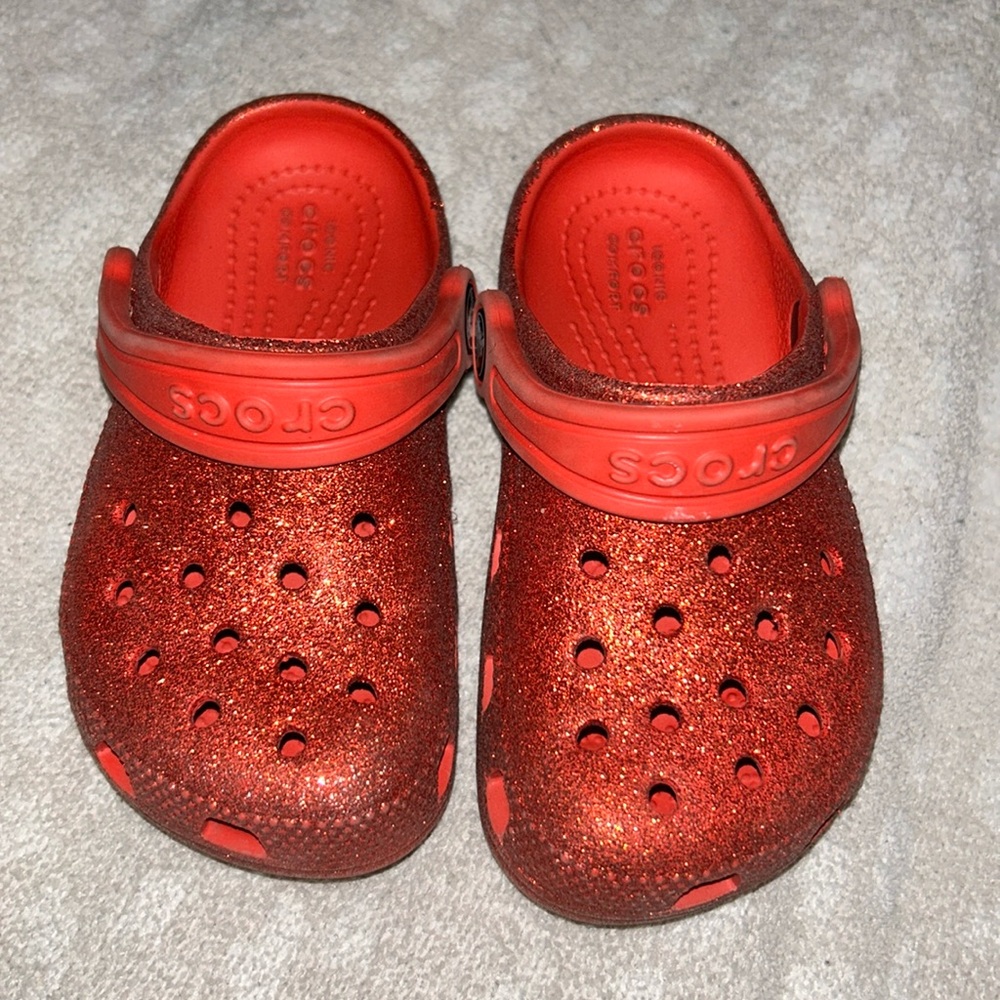 Red glittery Crocs size 9C